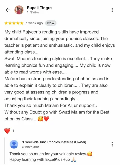 Parent Review: Best phonics academy in Pune